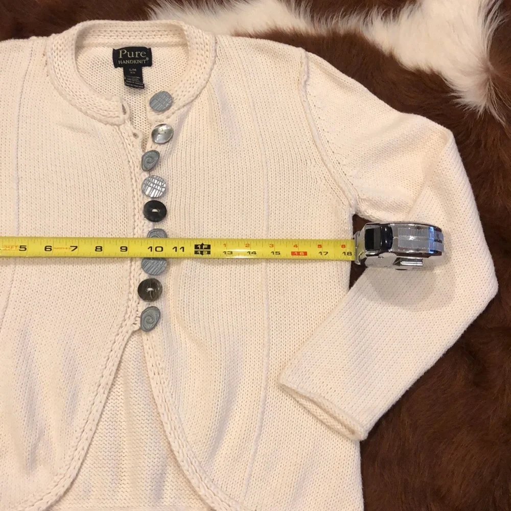 Pure Handknit Size S Cream Cardigan - Picture 5 of 7